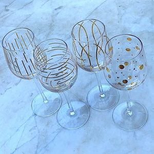 MIKASA CHEERS METALLICS GOLD STEM WINE GLASS 14 FL OZ SET OF 4